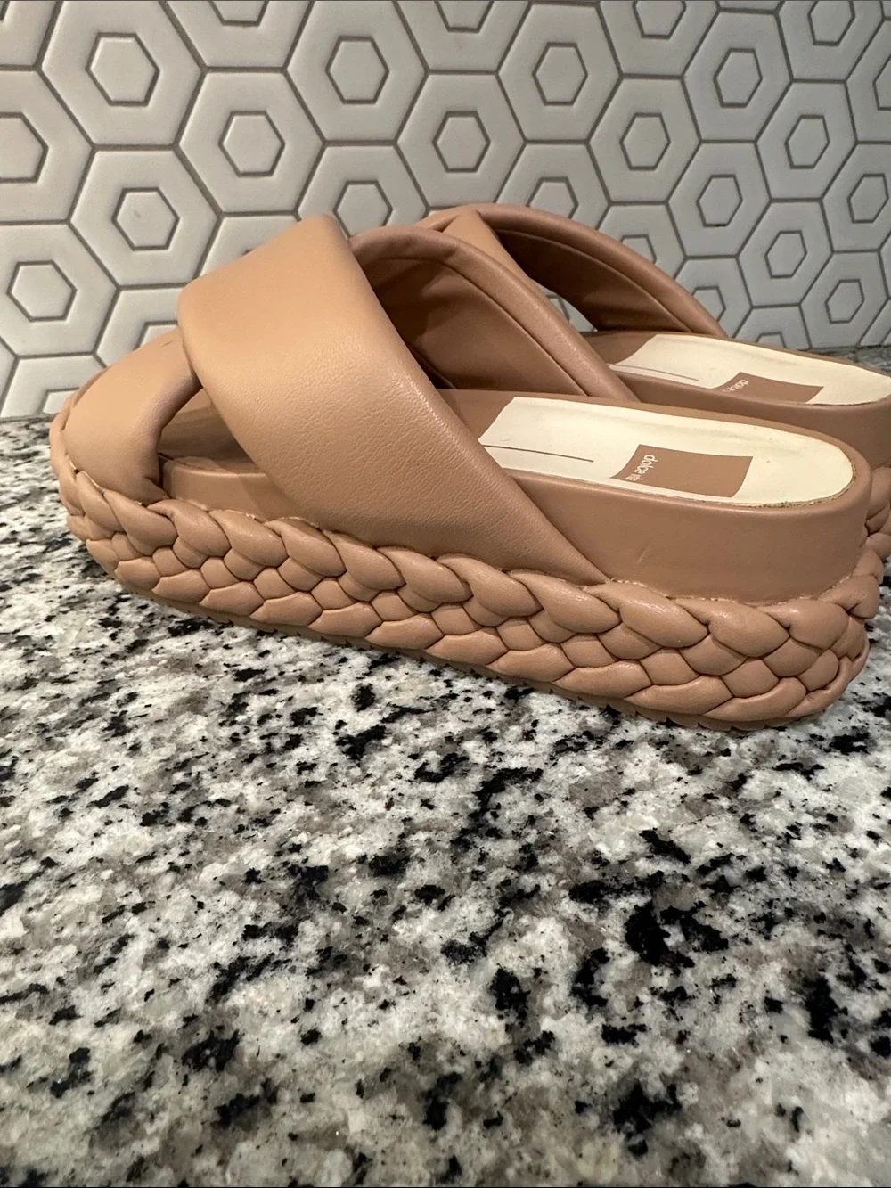 Dolce Vita Tan Braided Crossover Platform Slides